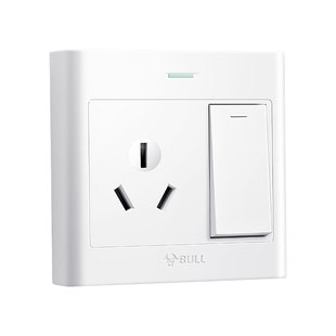 公牛明装空调插座一开三孔16a带开关面板家用热水器明线16安专用