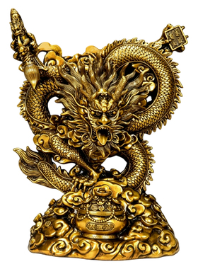文昌笔聚宝盆盘龙五爪龙摆件招财生肖祥龙工艺品客厅公司风水蟠龙