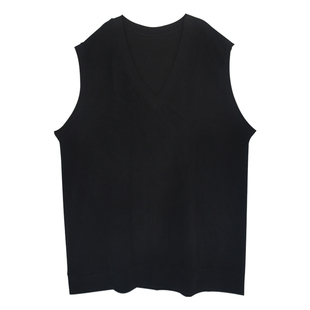 v领针织马甲女大码宽松中长款套头坎肩遮肉显瘦叠穿慵懒无袖坎肩