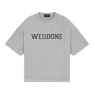 【现货】WE11DONE TRACK简约字母珍珠烫钻短袖T恤宽松情侣上衣潮