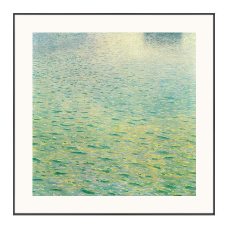 克里姆特 名画《阿特湖》 绿色风景装饰画酒店挂画客餐厅书房壁画