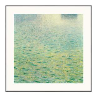 克里姆特 名画《阿特湖》 绿色风景装饰画酒店挂画客餐厅书房壁画