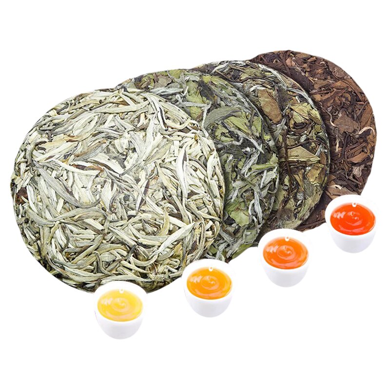 4套福建老白茶饼白毫银针白牡丹寿眉茶叶陈年贡眉春季茶叶共400g