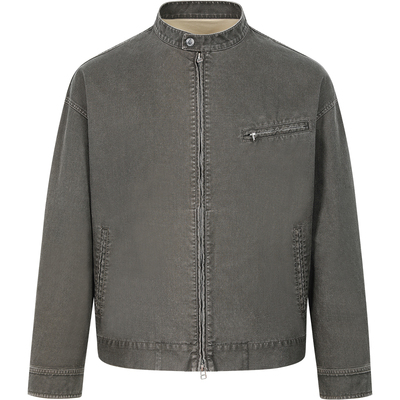 LEZORA复古水洗立领机车夹克