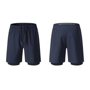 专业跑步短裤男五分裤速干假两件健身训练户外后腰口袋可装手机