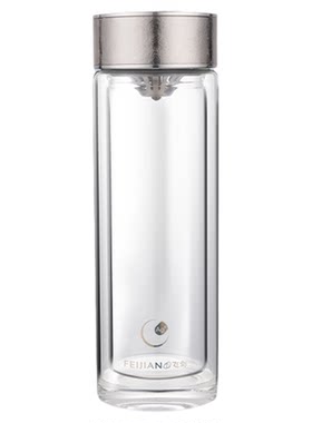 【官方正品】飞剑纯钛抗菌玻璃杯双层隔热男士高档便捷泡茶水分离