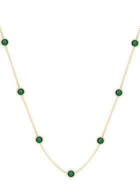 敢酷祖母绿锆石锁骨链银项链简约