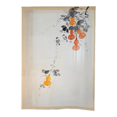 手绘门帘福禄帘子棉麻半帘免打孔