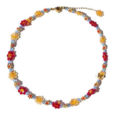 法国ettoi复古彩色水晶花朵项链