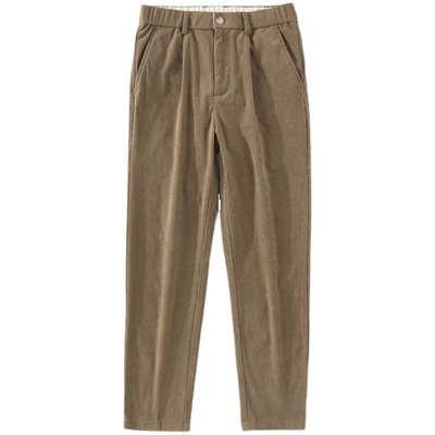 纯色灯芯绒保暖厚实锥形休闲裤