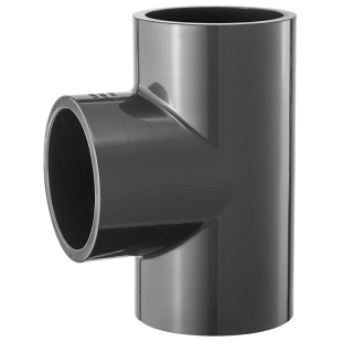 戎生PVC正三通接头UPVC等径三通化工深灰内插接头给水进水管配件