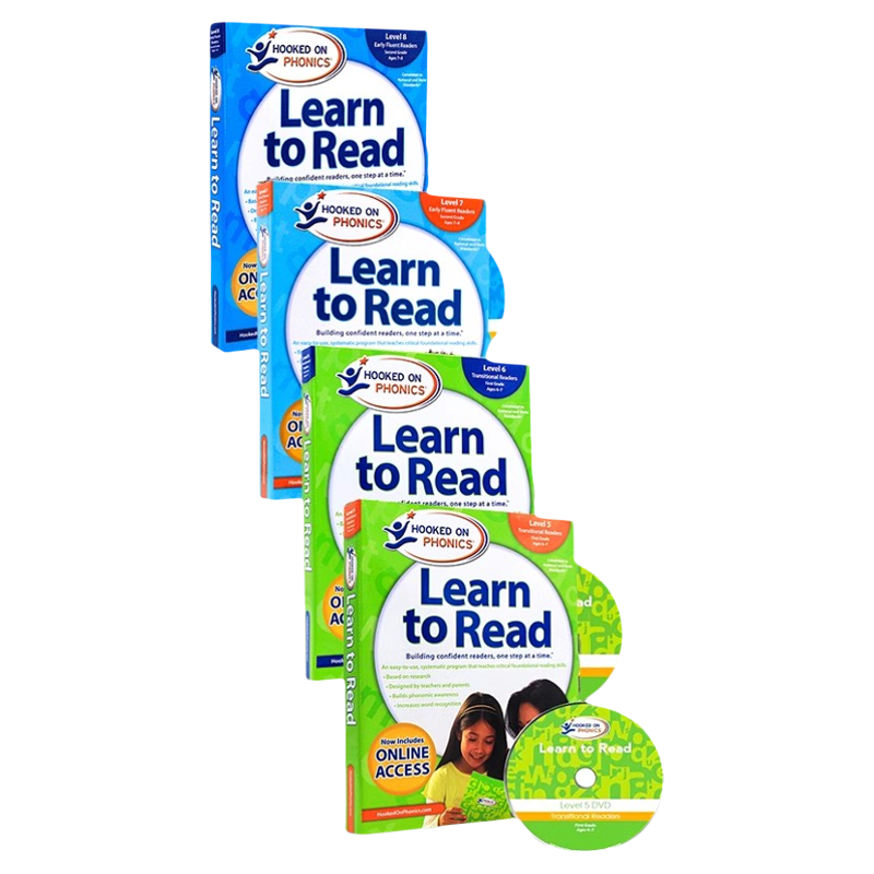 英文原版 Hooked on Phonics Learn to Read Level 12345678级 儿童自然拼读教材迷上语音系列附DVD 美国进口正版少儿英语语音学习