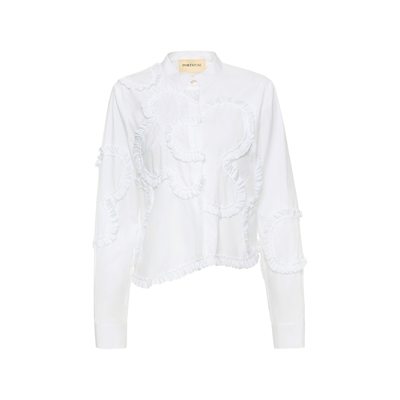 宝姿PORTSPURE女装舒适折叠爱心棉衬衫上衣