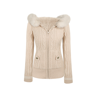 MummyCat下蛋喵【圣诞派对】古早氛围羊毛连帽绞花针织毛衣外套