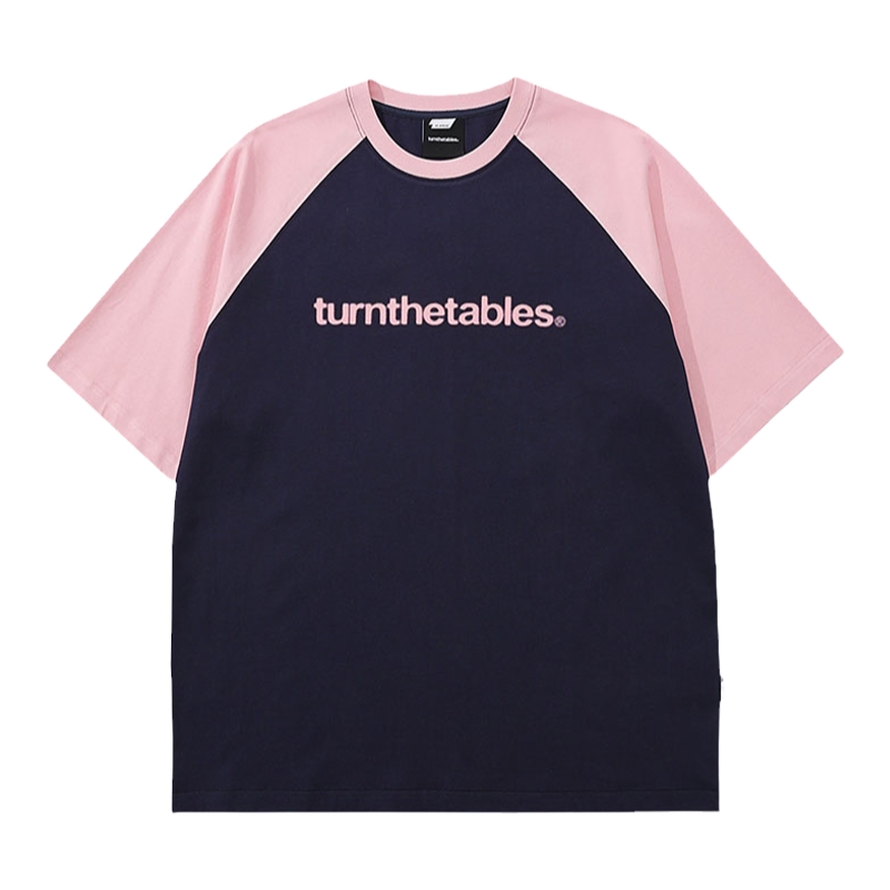 [夏之光同款]Turnthetables拼接半袖插肩袖情侣短袖字母印花T恤