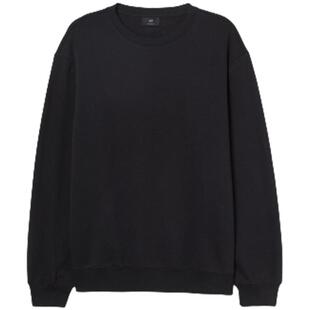 HM男装女装卫衣情侣加绒美式圆领落肩袖宽松套头衫0970818