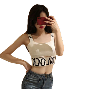 泫雅风lisa同款嘻哈爵士短款打底运动吊带背心字母裹胸辣妹上衣女