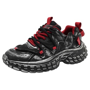 男鞋2026新款春今年流行爆款夏网面透气做旧高级感增高厚底老爹鞋