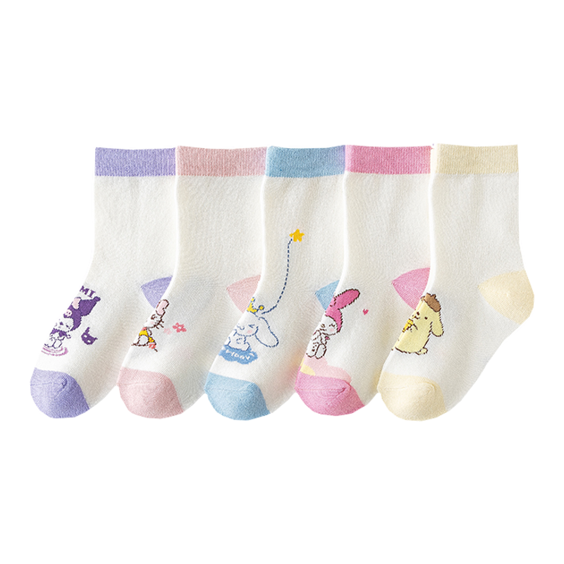 春秋卡通女童袜子中筒袜纯棉袜子