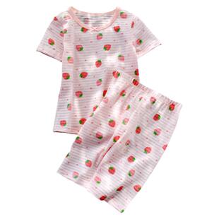 女童睡衣套装夏季薄款家居服儿童竹节棉短袖两件套A类纯棉中大童