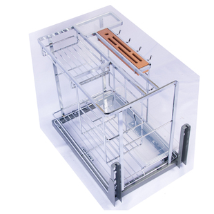 橱柜调味拉篮调料厨房刀架调味架304不锈钢抽屉式阻尼竖拉蓝内置