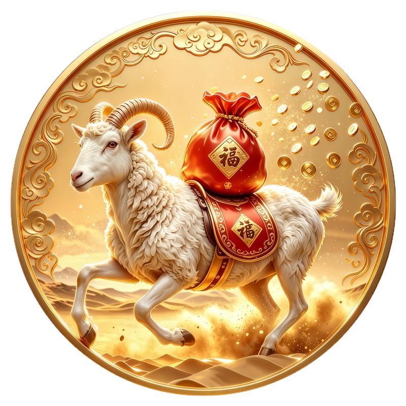 白羊驮福袋墙贴背胶防水自粘玄关三阳开泰财源广进遮瑕可移除贴画