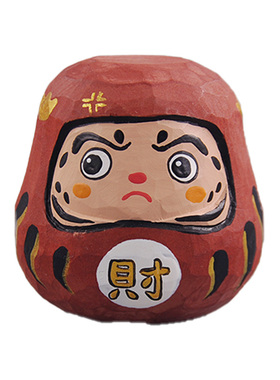 日本正版散货 祈福达摩福运红不倒翁手办 手工木雕纯实木收藏