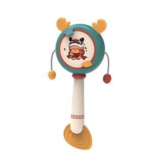 国潮拨浪鼓婴儿可啃咬手抓握训练新生宝宝手摇益智儿童波浪鼓玩具