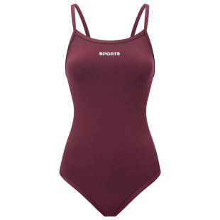 红色单层三角竞速中低开叉泳衣女款游泳馆专用女士专业速干游泳衣