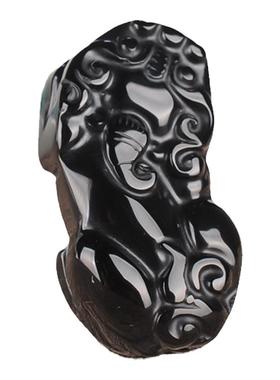 黑色玛瑙貔貅玉髓聚财男女款吊坠