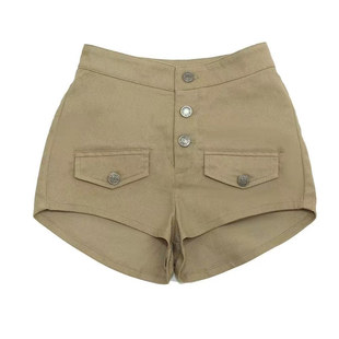 纯欲风丰胯牛仔短裤女冬季新款百搭多扣高腰外穿紧身显瘦包臀热裤