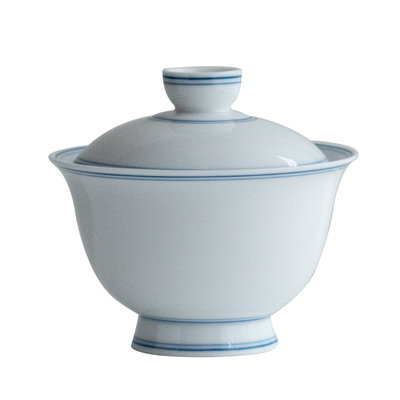 釉下描线二才小高足盖碗115ml