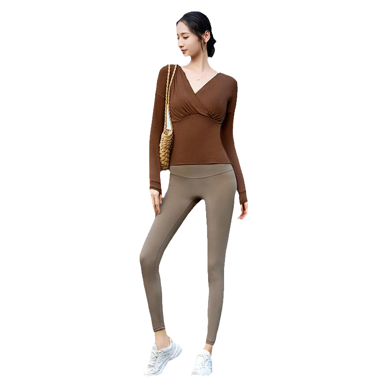 瑜伽服长袖女秋冬款宽松健身服上衣初学者运动衫普拉提训练服套装