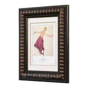 欧式复古美拉德棕色实木装饰画框相框定制油画外框装裱客厅拼图镜