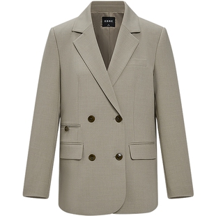 KBNE摩卡棕长袖休闲西装外套女26春季新款小个子气质通勤西服上衣