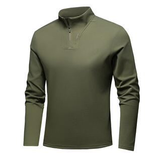 半高拉链领薄绒款长袖卫衣男中青年弹力春秋款户外运动外穿秋衣