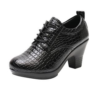 真皮广场舞鞋女教师成人软底粗跟深口舞蹈鞋交谊吉特巴水兵跳舞鞋