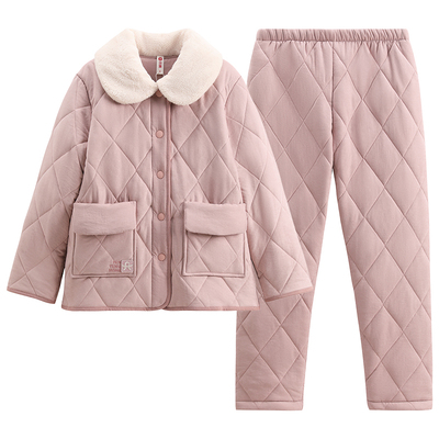 芬腾情侣冬季珊瑚绒夹棉家居服