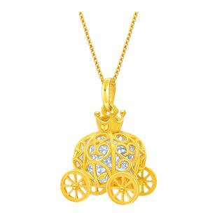 justgold镇金店奇妙幻想南瓜车黄金足金吊坠1528571Y