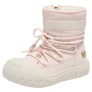 Teenie Weenie小熊童鞋羊毛加厚雪地靴粉色亲子款保暖高帮棉靴女