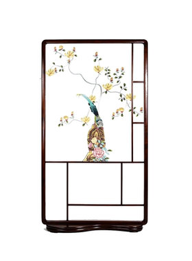 新中式双面刺绣花鸟屏风隔断苏绣