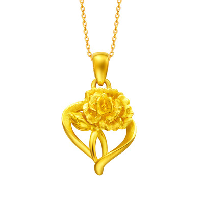 周大福馨想事成康乃馨黄金吊坠
