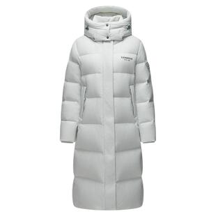 坦博尔连帽羽绒服女长款过膝加厚保暖外套时尚百搭宽松廓形上衣