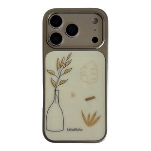 插花艺术线条涂鸦EshuRohe奶油黄秋冬新款苹果iPhone17promax手机壳16小米15小众原创高级感14情侣13磁吸银框