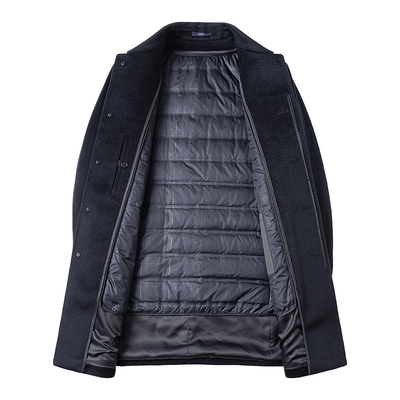 皮尔卡丹毛呢大衣高级感羽绒内胆