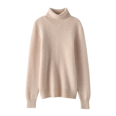 清河纯高翻领羊绒衫女加厚毛衣