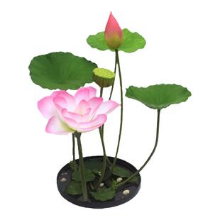 高档仿真荷花荷叶高级感水池装饰花水缸摆件假花造景酒店鱼池用花