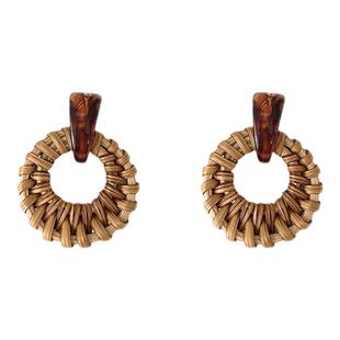 复古编织耳环女2026新款爆款高级感度假旅行海边夸张小众独特耳饰