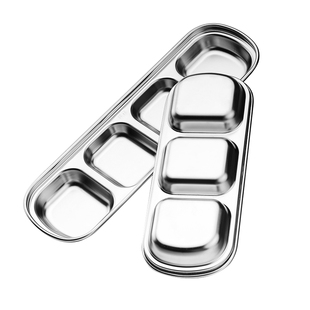 不锈钢小碟子家用调味三格韩式碟蘸料咸菜泡菜日式醋碟调料小吃盘