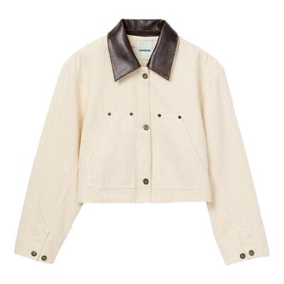 SANDRO法式皮革领棉质牛仔外套